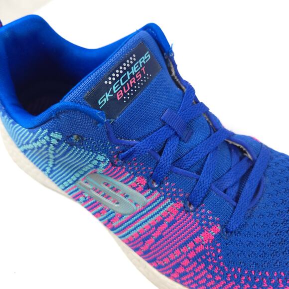 Skechers Burst Athletic Lace Up Running Shoe Womens Size 8 12437 Blue White - Picture 8 of 9